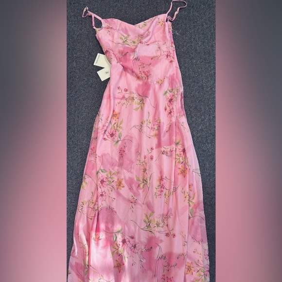 NWT Peppermayo Orlando Maxi Dress Pink Floral Cowl Neck Slip Dress Size 4 - Picture 3 of 6